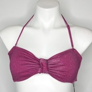 NWT BCBGeneration Berry pink purple shimmer bikini top L